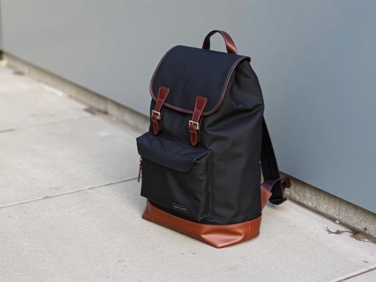 Urban Daily Backpack — Coated canvas, leather trims