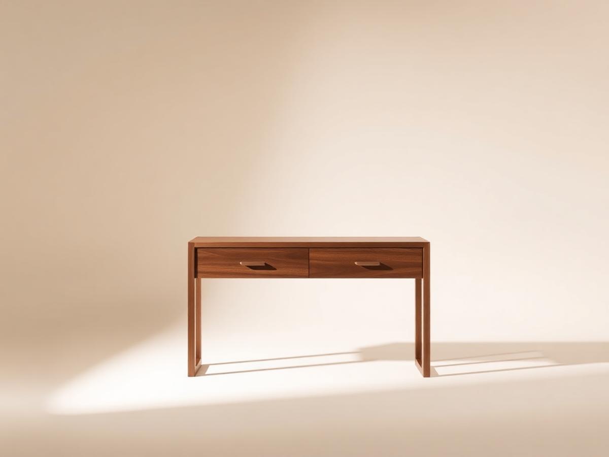 Toscana Walnut Console — Walnut veneer on MDF core, steel base