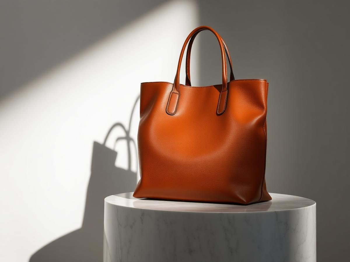 Structured Leather Tote — Full-grain leather, cotton lining